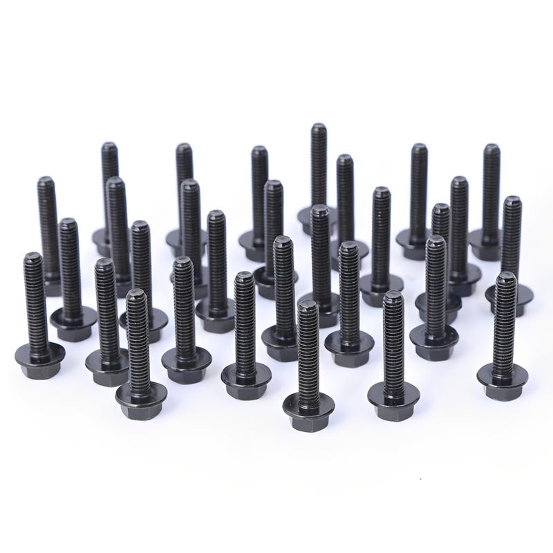 Minho M6-1.0 x 30mm Flange Head Bolts in Carbon Steel Material,Flange Hexagon Screws Come with Flange Nuts,Black Oxide Finish Plated,Full Thread, 30 Sets - Image 4